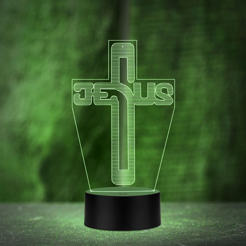 Jesus Cross Acrylic Night lamp Multicolored Light Gift for Birthday